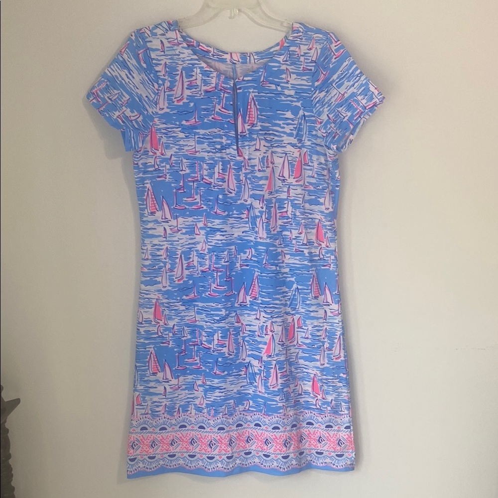 Lilly Pulitzer Blue Pink Sheath Dress Resort Wear